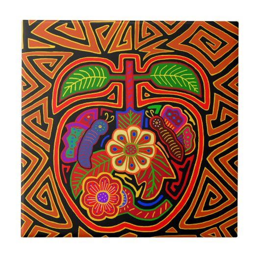Kuna Indian Sweet Apple Tile Fliese (Vorderseite)