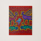 Kuna Indianervögel mit Fisch Puzzle (Vertikal)