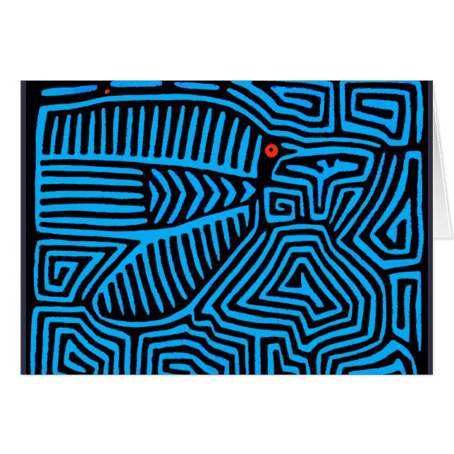 Kuna Indianischer Blauer Vogel (Vorderseite (Horizontal))