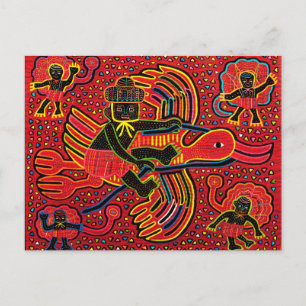 Kuna-Indianischer Storch bringt Baby-Design Postkarte