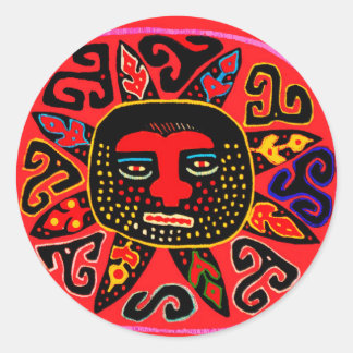 Kuna Tribal Del Sol Runder Aufkleber