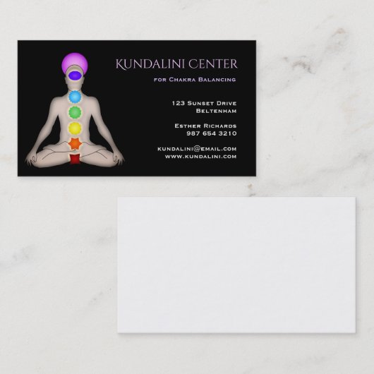 Kundalini Mitte für Chakra Balancieren Visitenkarte (Vorne/Hinten)