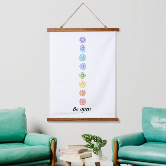 Kundalini Yoga Chakras Open Wandteppich Mit Holzrahmen (Wohnzimmer)