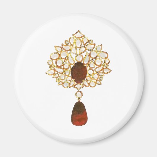 Kundan und Ruby Brooch Magnet (Vorne)
