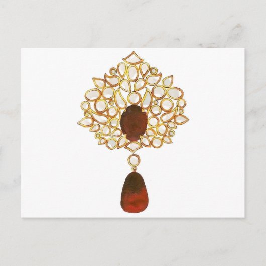 Kundan und Ruby Brooch Postkarte (Vorderseite)