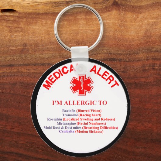 Kunde 1 Droge Allergy Button Schlüsselanhänger (Vorderseite)