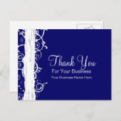 Kunde dankt Card Blau und Weiß Wirbel Postkarte (Vorne/Hinten)