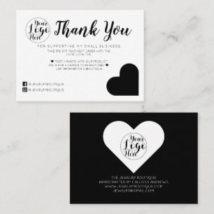 Kunde mit einfachem White Heart Logo Vielen Dank Visitenkarte