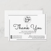 Kunde von White Black Border Script Vielen Dank Dankeskarte (Vorne/Hinten)