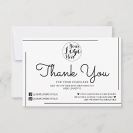 Kunde von White Black Border Script Vielen Dank Dankeskarte