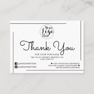 Kunde von White Black Border Script Vielen Dank Visitenkarte