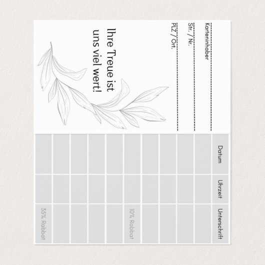 Kundekarte, Treuepass, Bonuskarten für Schönheit Visitenkarten (Innenseite Aufgefaltet)