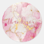 Kunden aus rosa und goldfarbenem Marmor danke Runder Aufkleber (Vorderseite)