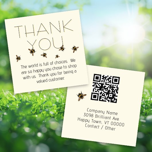 Kunden-Dank-Bienen QR-Code Quadratische Visitenkarte