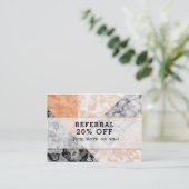 Kunden-Empfehlungs-Rosa-weißer schwarzer Marmor Empfehlungskarte (Stehend Vorderseite)