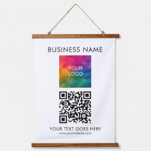 Kunden Firmenlogo Text QR-Code Wandteppich Mit Holzrahmen