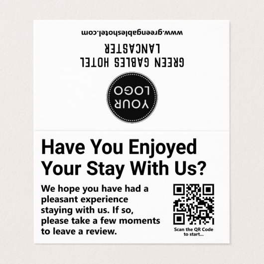 Kunden gefragt, einen überprüften QR-Code Verlasse Visitenkarten (Außenseite Aufgefaltet)