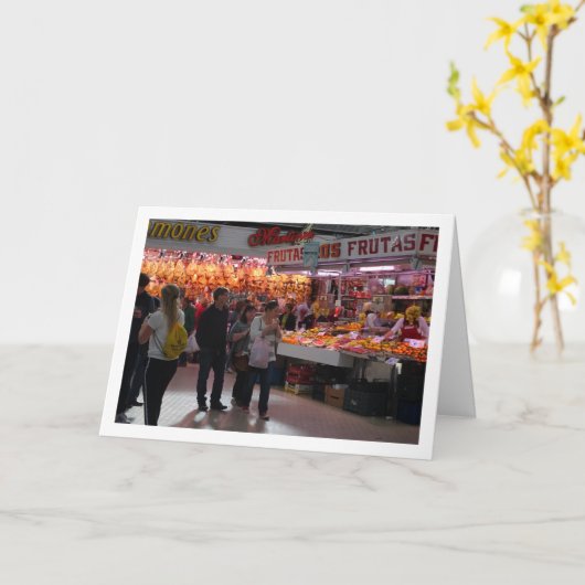 Kunden im Mercado Central, Valencia, Spanien Karte (Gelbe Blume)
