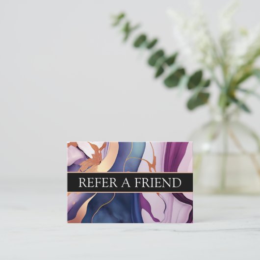 Kunden mit Lila Gold-Empfehlungsschreiben für Flüs Visitenkarte (Stehend Vorderseite)