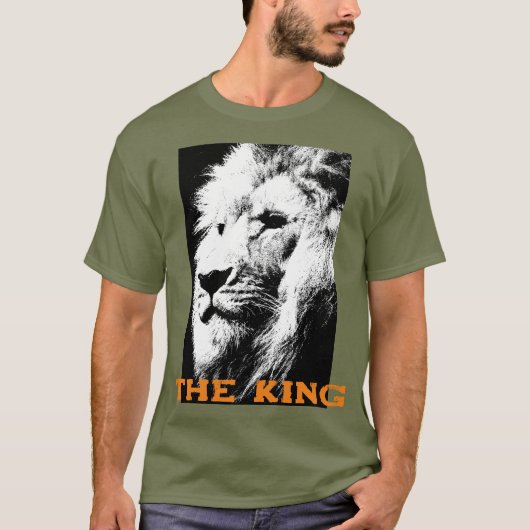 Kunden Text Lion Face Mens Deep Fatigue Green T-Shirt (Vorderseite)