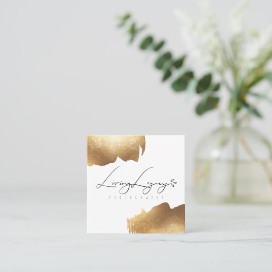 KUNDEN-ZUGANGS-KARTE | Goldbürste Minimalistisch Quadratische Visitenkarte (Stehend Vorderseite)