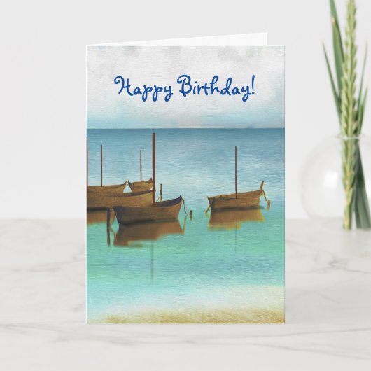 KUNDENBARE COOLE BOOTE AM GEBURTSTAG KARTE (Vorderseite)