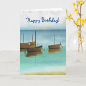 KUNDENBARE COOLE BOOTE AM GEBURTSTAG KARTE (Gelbe Blume)