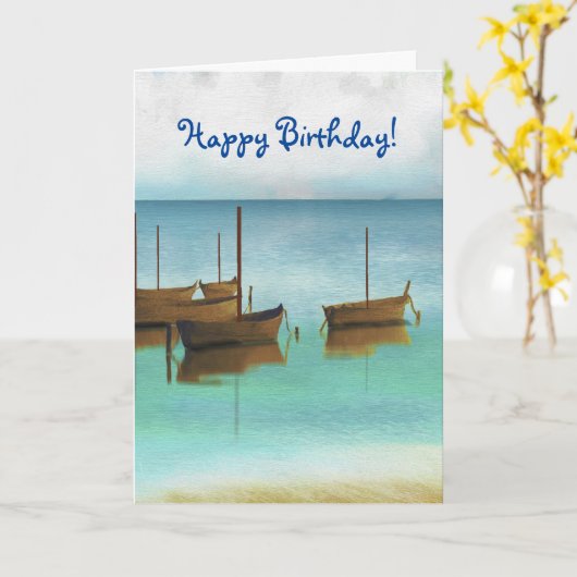 KUNDENBARE COOLE BOOTE AM GEBURTSTAG KARTE (Gelbe Blume)