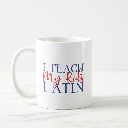 KUNDENBARE Homeschoschule Latein Superheld Kaffeetasse (Links)