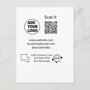 Kundenbetreuung anrufen Text WhatsApp QR-Code Gesc Postkarte