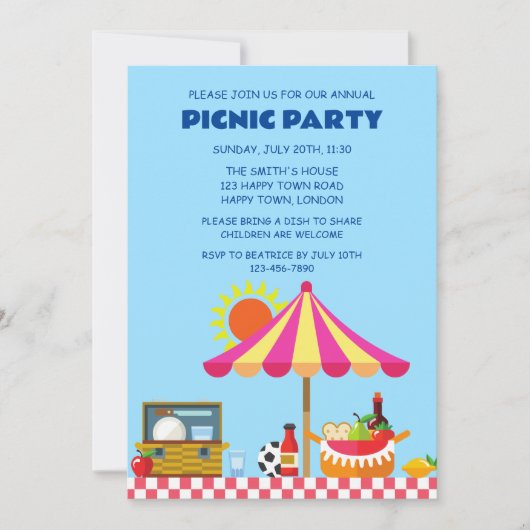 KUNDENBEWÄLTIGTES SOMMERPICKNISCHES PARTY EINLADUNG (Vorderseite)