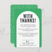 KUNDENDANK IHNEN modernes, grün grün schwarz Dankeskarte (Vorne/Hinten)