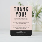 KUNDENDANK IHNEN modernes niedliches, rosa Schwarz Dankeskarte (Stehend Vorderseite)