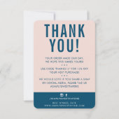 KUNDENDANK IHNEN modernes Rosa Blau Dankeskarte (Vorderseite)