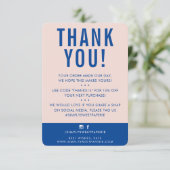 KUNDENDANK IHNEN modernes, rosa rosa königsblau Dankeskarte (Stehend Vorderseite)