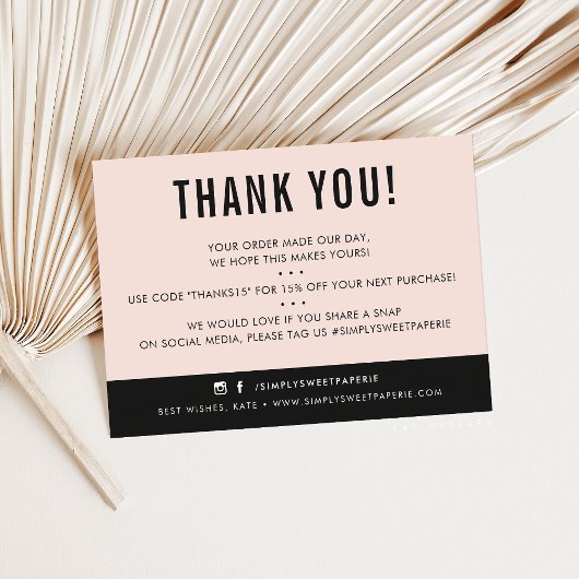 KUNDENDANK IHNEN modernes, rosafarbenes Schwarz Dankeskarte