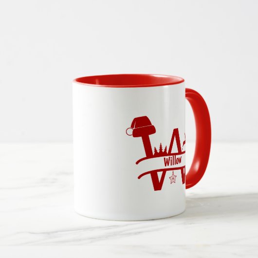 Kundendefinierter Buchstabe F Name Weihnachtsmonog Tasse (VorderseiteRechts)