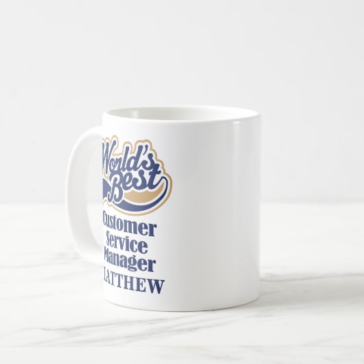 Kundendienst-Manager-personalisiertes Kaffeetasse (Vorderseite Links)