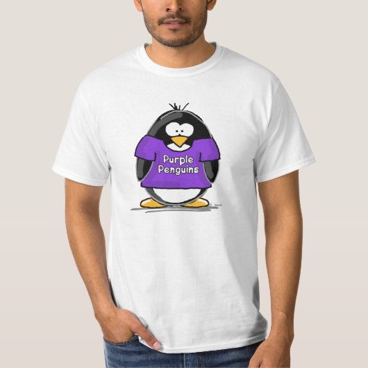 Kundenentwurf für die lila Penguins T-Shirt (Vorderseite)