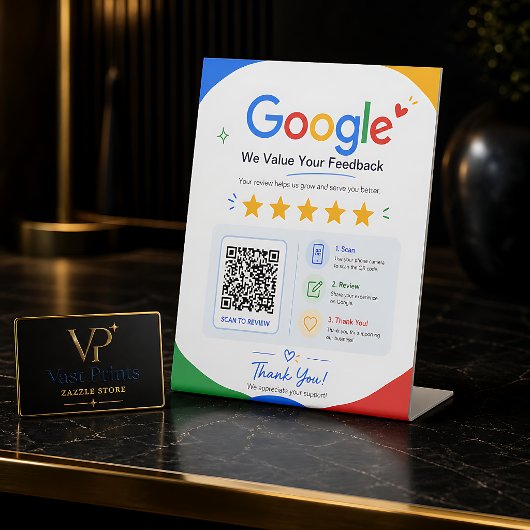 Kundenfeedback Google Bewertungs-QR-Code Sockelschild
