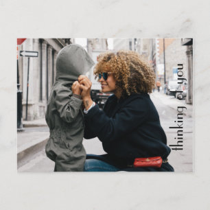 Kundengebundene Foto-Schablone ", die denkt an Sie Postkarte