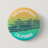 Kundengebundene Huntington Beach Pier-Illustration Button (Vorderseite)
