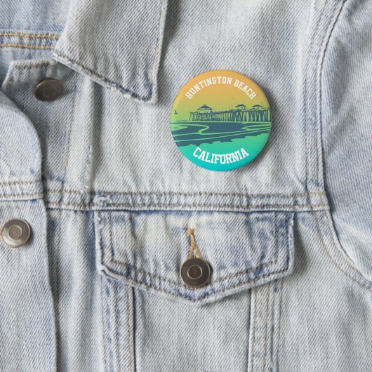 Kundengebundene Huntington Beach Pier-Illustration Button (Beispiel)