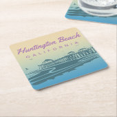 Kundengebundene Huntington Beach Pier-Illustration Rechteckiger Pappuntersetzer (angewinkelt)