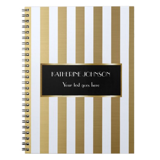 Kundengebundene Notizbuch-Goldweiße Linien Notizblock (Vorderseite)