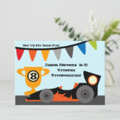 Kundengebundene Rennwagen-Geburtstags-Einladungen Einladung (Stehend Vorderseite)