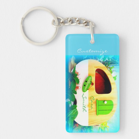 Kundengebundene Retro Camper-Casa Thunder_Cove Schlüsselanhänger (Vorderseite)