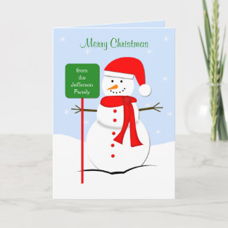 Kundengebundene Schneemann-Weihnachtsgruß-Karte Feiertagskarte