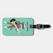 Kundengebundene Socken-Affe-Felsen mit E-Gitarre Gepäckanhänger (Vorderseite horizontal)