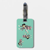 Kundengebundene Socken-Affe-Felsen mit E-Gitarre Gepäckanhänger (Rückseite vertikal)